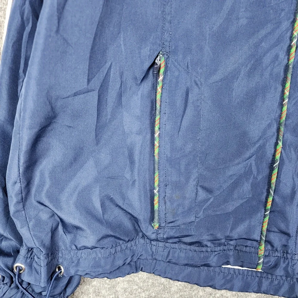 Oleg Cassini Sport Windbreaker Mens Medium Navy Blue Plaid Lined Vintage Jacket